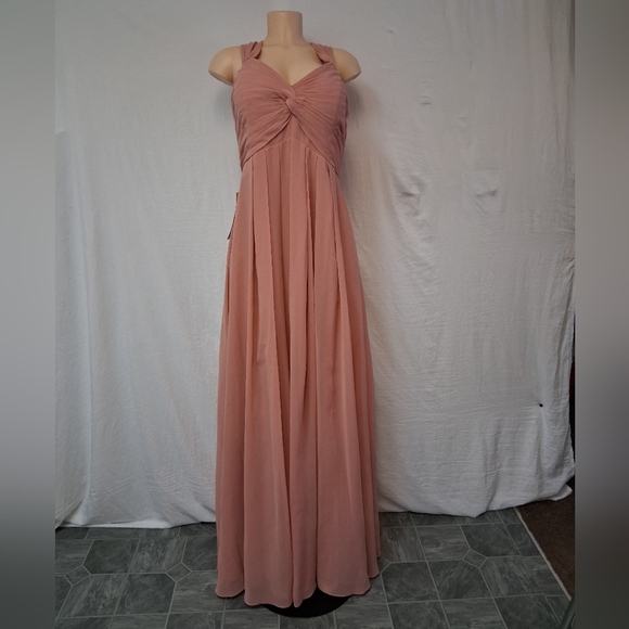Azazie Kaitlynn Champagne Rose  Sweetheart Maxi Gown Size A14 - Picture 17 of 17